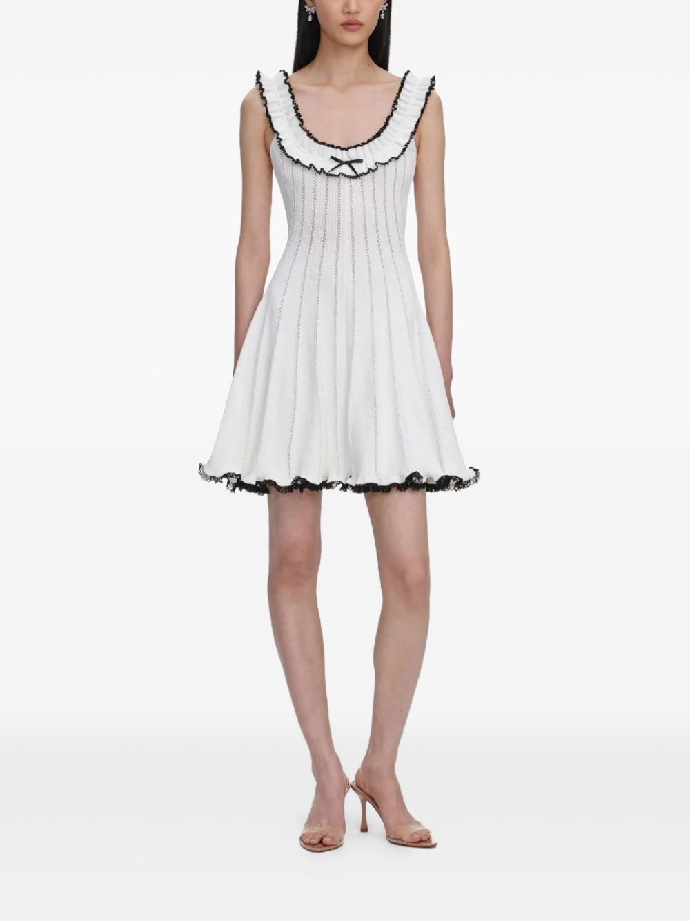 Abito corto con ruches in bianco Self-portrait - donna 
