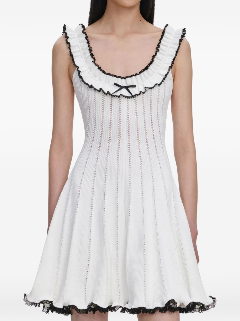 Abito corto con ruches in bianco Self-portrait - donna 