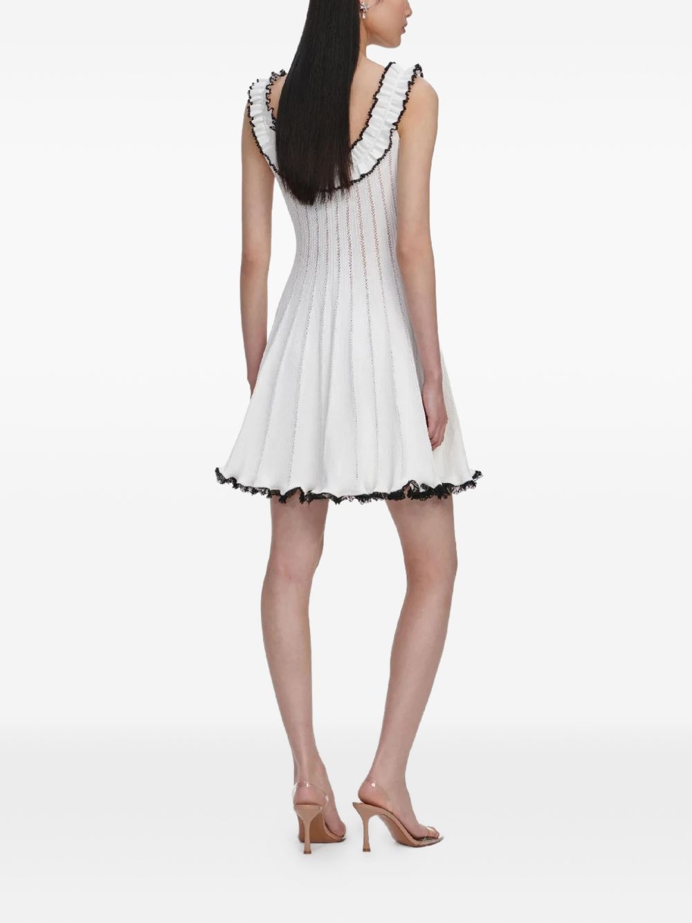 Abito corto con ruches in bianco Self-portrait - donna 