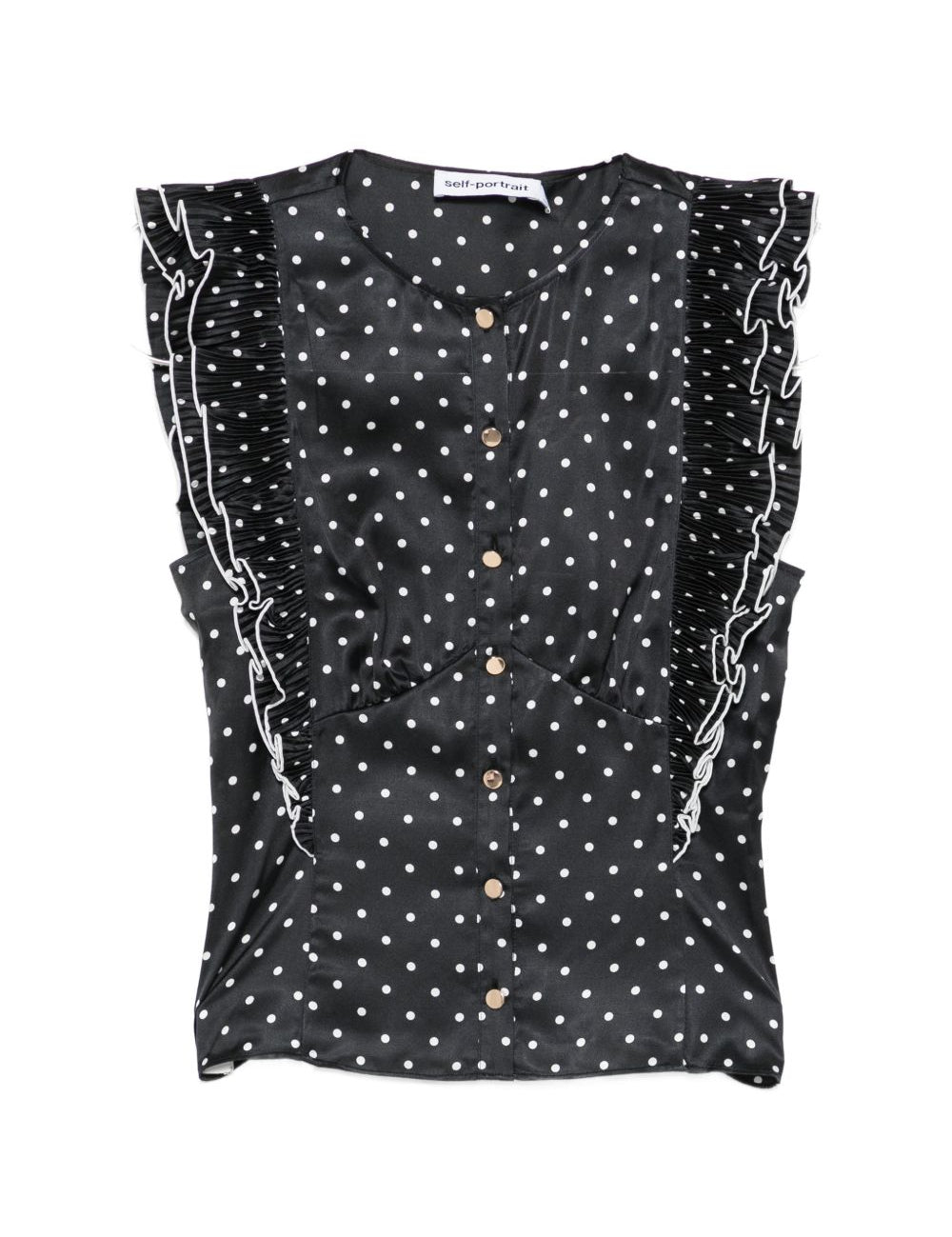 Top a pois con volant in nero Self-portrait - donna 