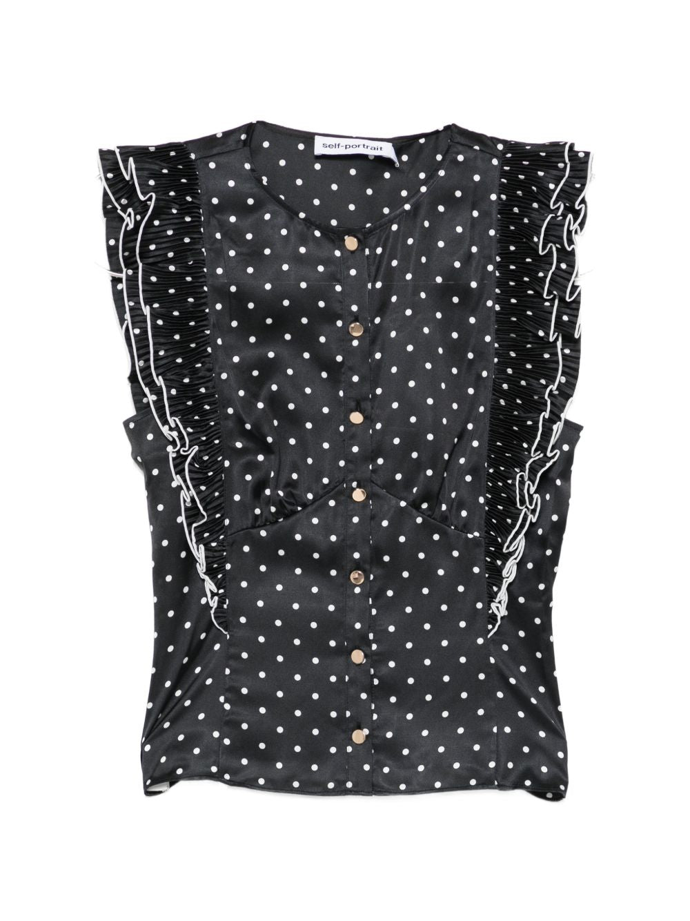 Top a pois con volant in nero Self-portrait - donna 