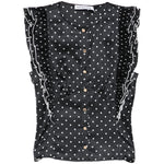 Top a pois con volant in nero Self-portrait - donna 