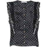 Top a pois con volant in nero Self-portrait - donna 