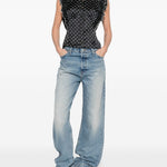 Top a pois con volant in nero Self-portrait - donna 