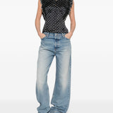 Top a pois con volant in nero Self-portrait - donna 