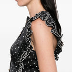 Top a pois con volant in nero Self-portrait - donna 