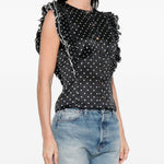 Top a pois con volant in nero Self-portrait - donna 