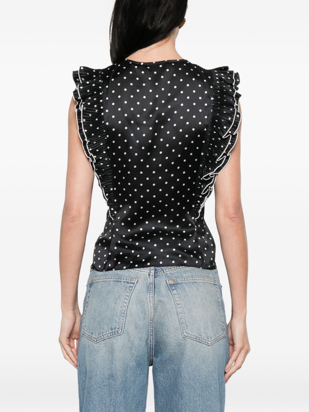 Top a pois con volant in nero Self-portrait - donna 
