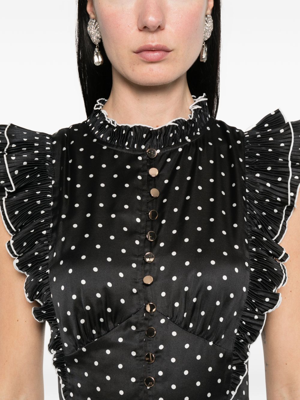 Abito lungo a pois in nero Self-Portrait - donna 
