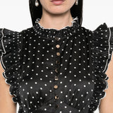 Abito lungo a pois in nero Self-Portrait - donna 