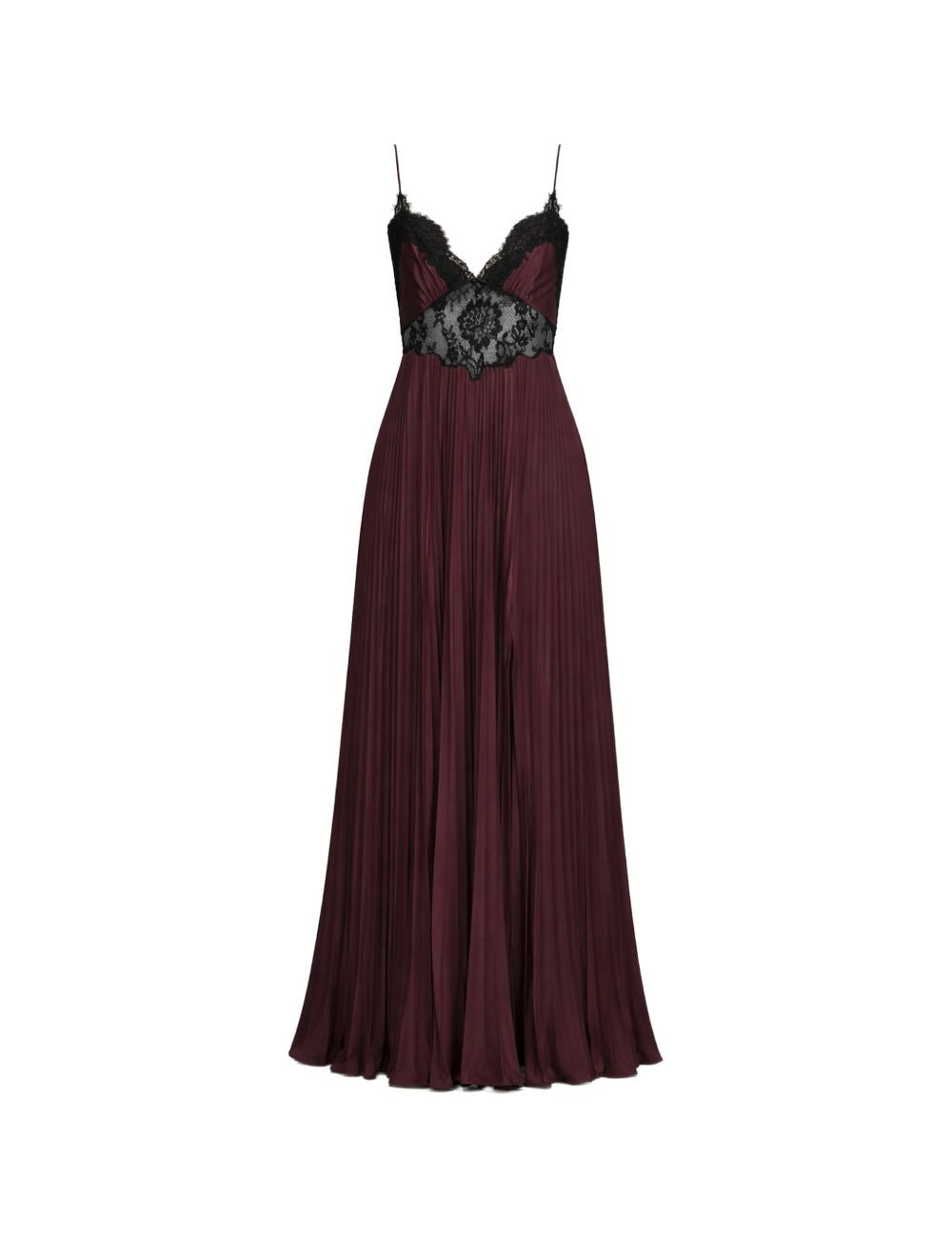 Abito lungo con inserti in pizzo nero e marrone Self-Portrait - donna 
