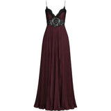 Abito lungo con inserti in pizzo nero e marrone Self-Portrait - donna 