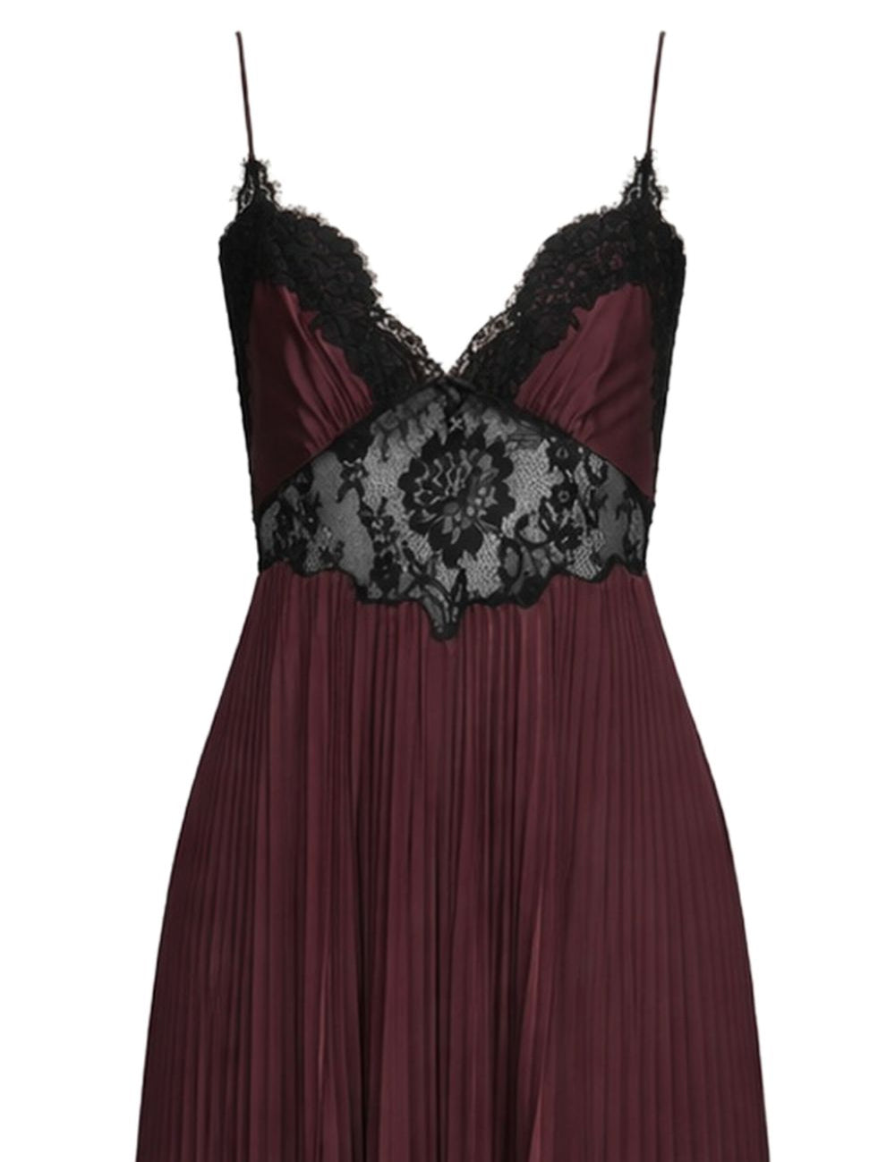 Abito lungo con inserti in pizzo nero e marrone Self-Portrait - donna 