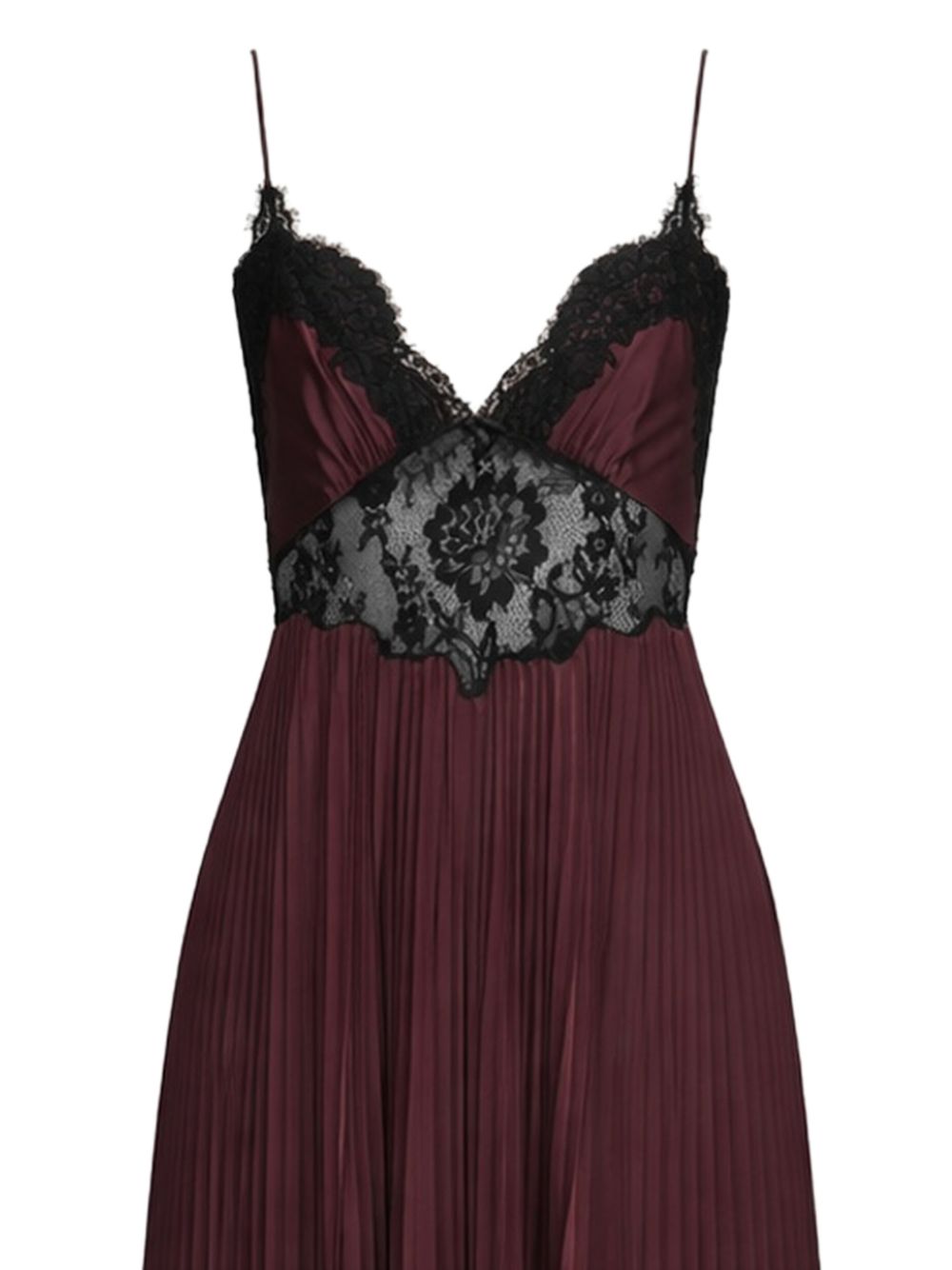Abito lungo con inserti in pizzo nero e marrone Self-Portrait - donna 