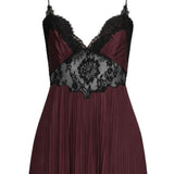 Abito lungo con inserti in pizzo nero e marrone Self-Portrait - donna 
