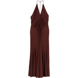 Abito midi con scollo a V in borgogna Self-Portrait - donna 