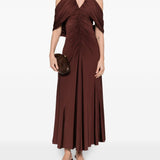 Abito midi con scollo a V in borgogna Self-Portrait - donna 