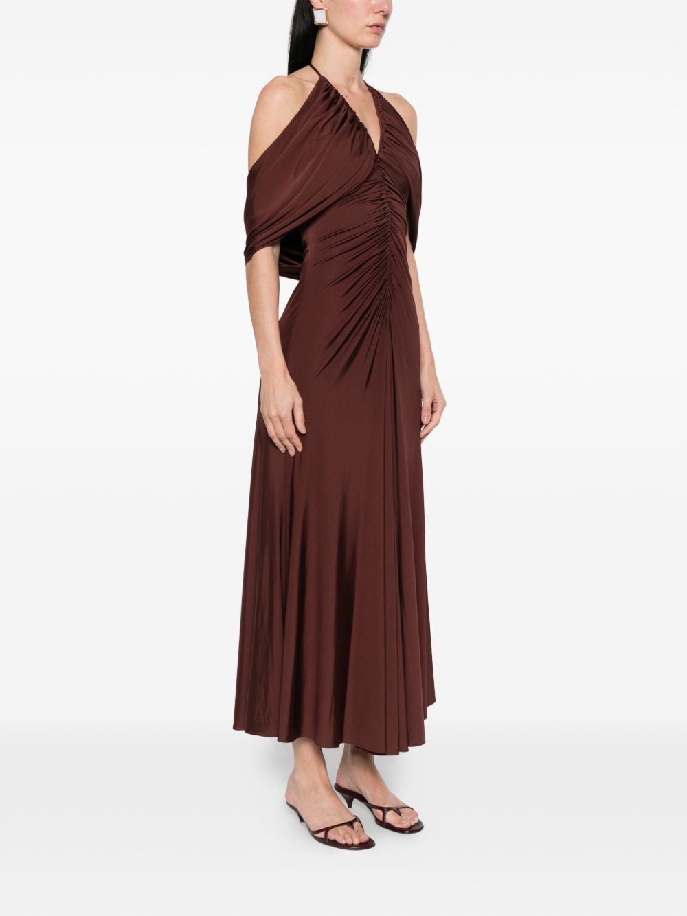 Abito midi con scollo a V in borgogna Self-Portrait - donna 