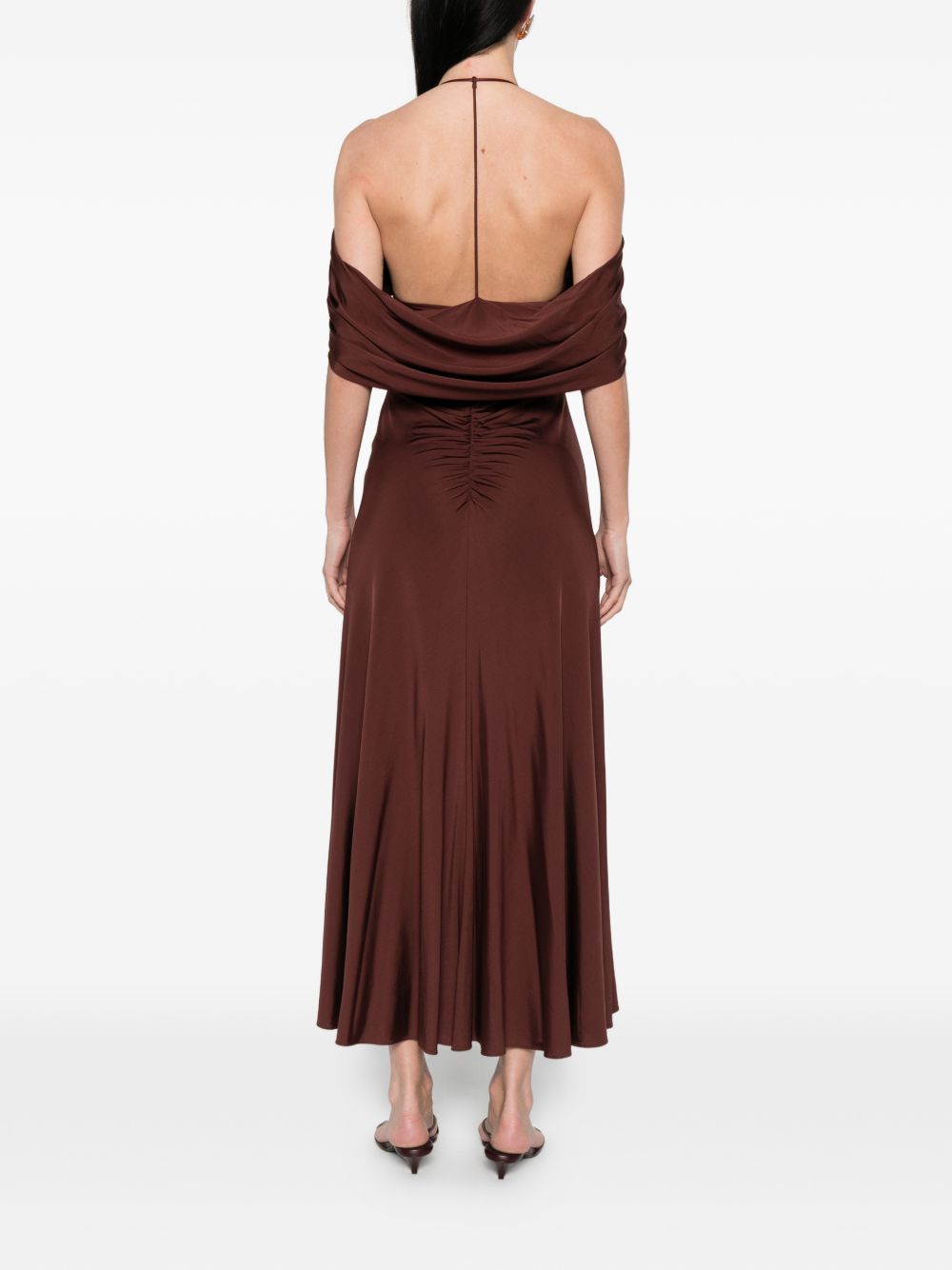Abito midi con scollo a V in borgogna Self-Portrait - donna 