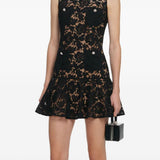 Abito con cristalli in pizzo nero Self-Portrait - donna 