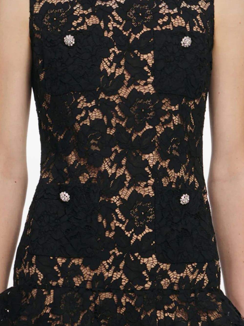 Abito con cristalli in pizzo nero Self-Portrait - donna 