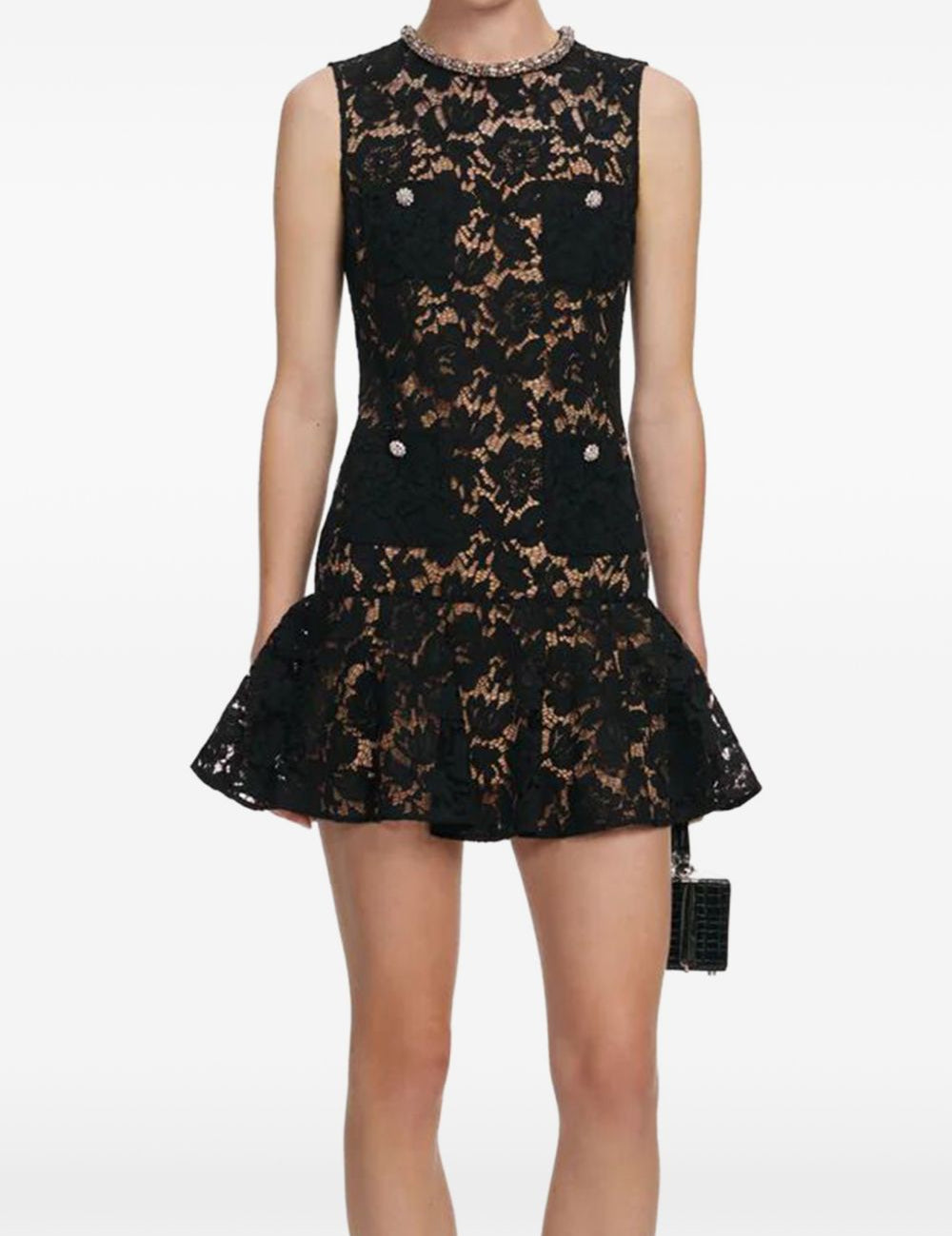 Abito con cristalli in pizzo nero Self-Portrait - donna 