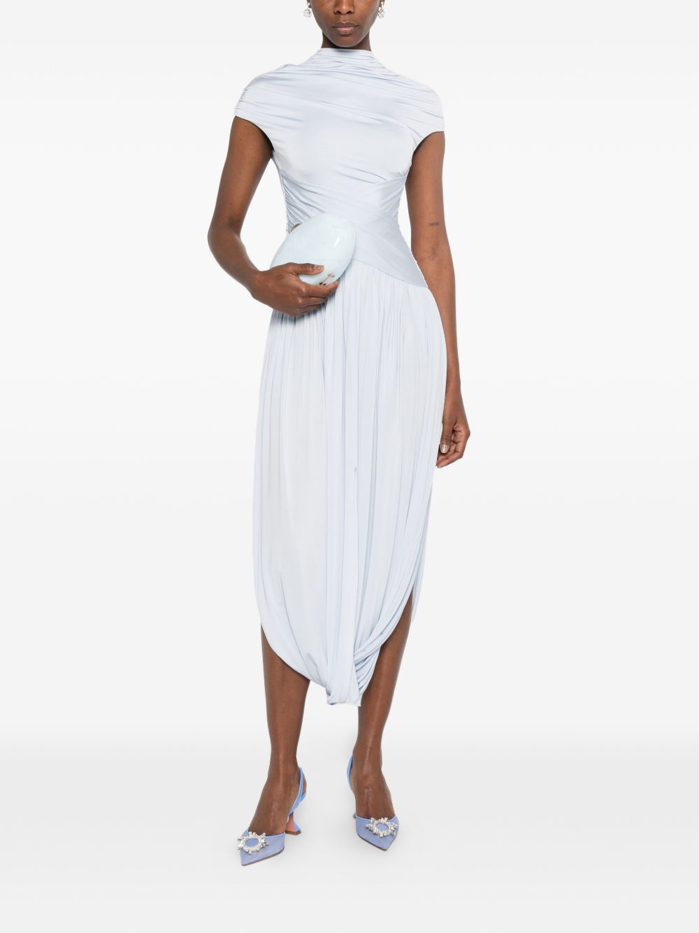 Abito midi plissettato in azzurro Self-Portrait - donna 