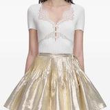 Top con finiture in pizzo in bianco Self-portrait - donna 