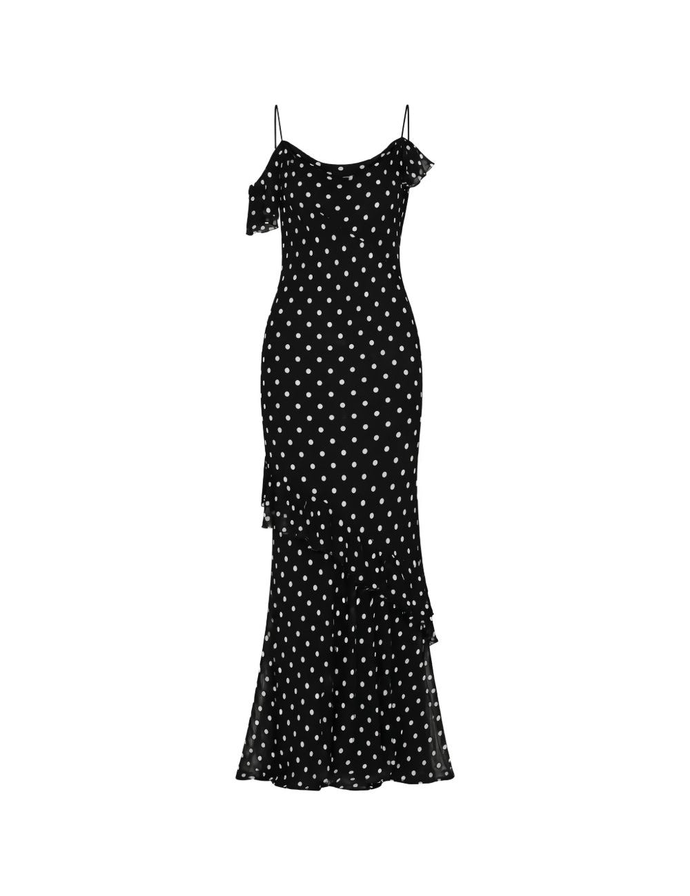 Abito lungo a pois in nero Self-Portrait - donna 