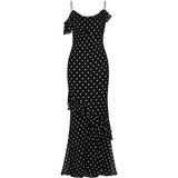 Abito lungo a pois in nero Self-Portrait - donna 