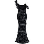 Abito lungo a pois in nero Self-Portrait - donna 