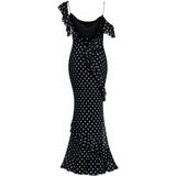 Abito lungo a pois in nero Self-Portrait - donna 