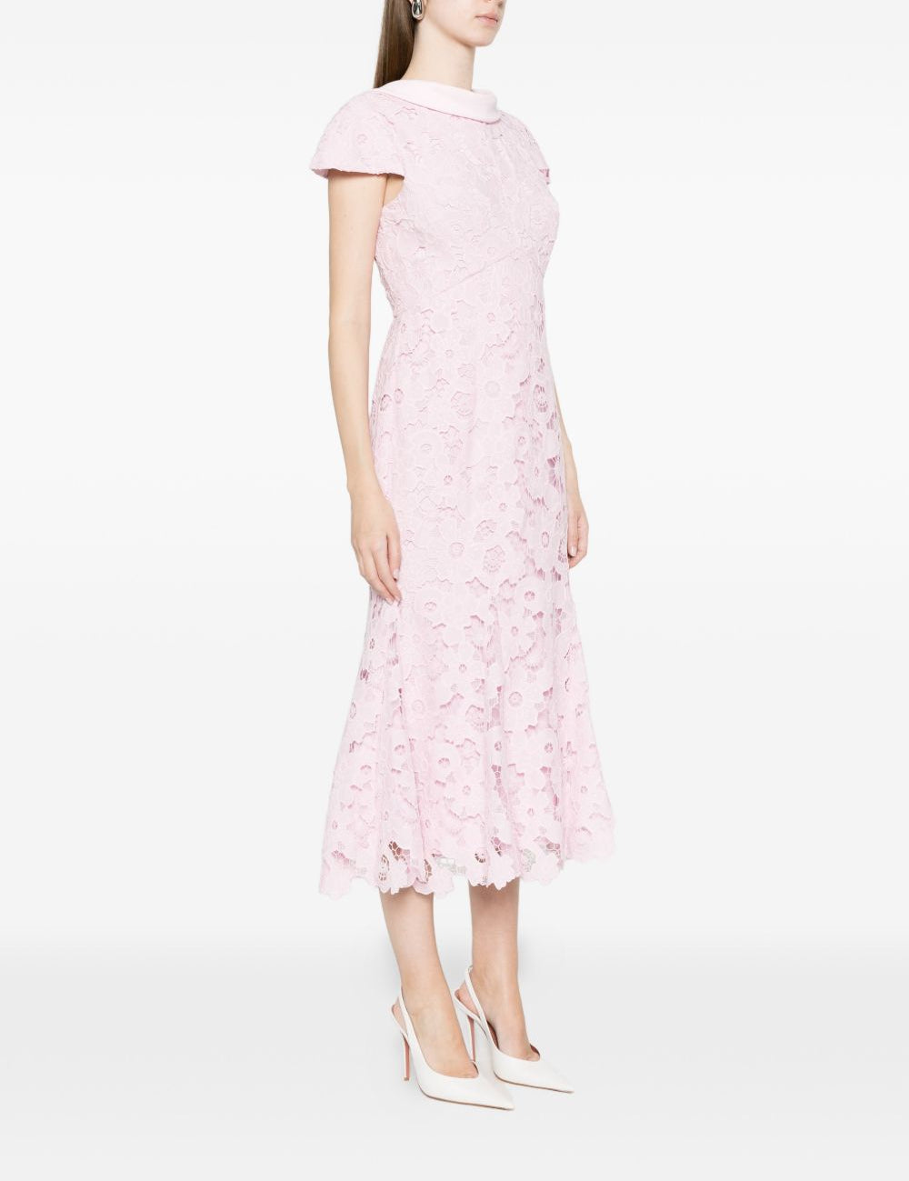 Abito midi con scollo ampio in rosa Self-Portrait - donna 