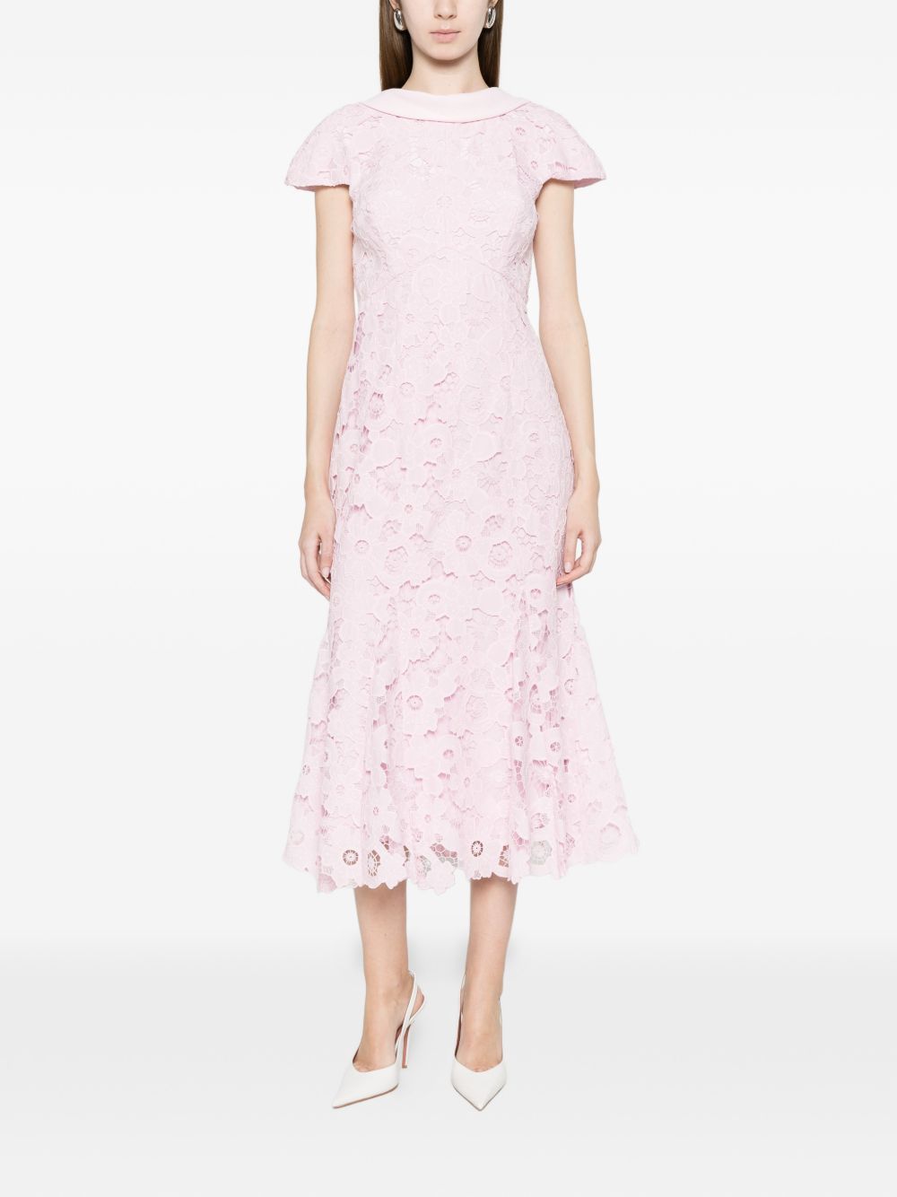 Abito midi con scollo ampio in rosa Self-Portrait - donna 