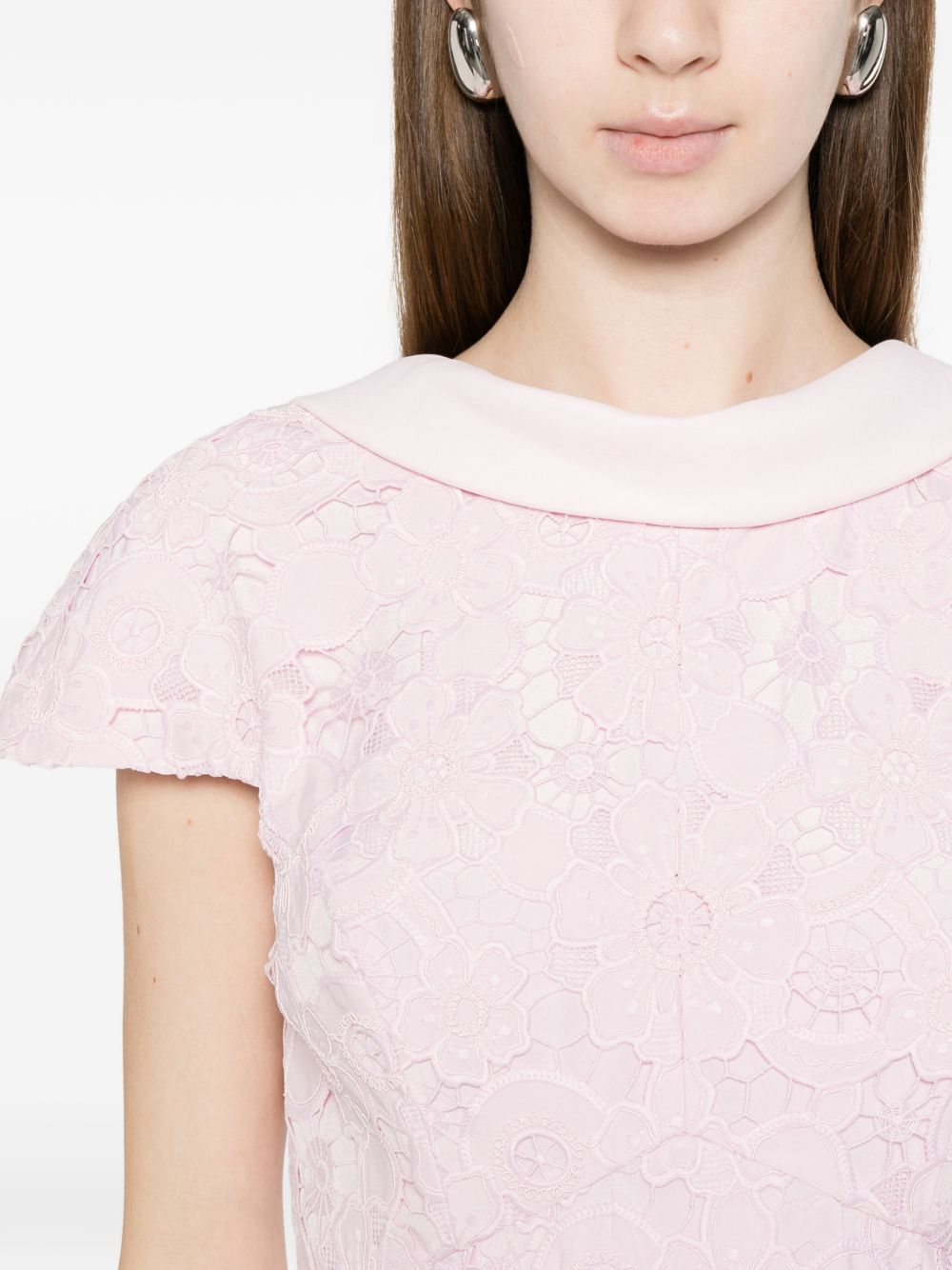 Abito midi con scollo ampio in rosa Self-Portrait - donna 