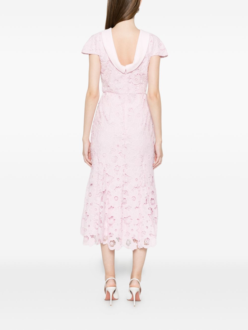 Abito midi con scollo ampio in rosa Self-Portrait - donna 