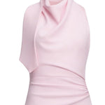 Abito lungo drappeggiato con scollo all'americana in rosa Self-portrait - donna 