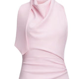Abito lungo drappeggiato con scollo all'americana in rosa Self-portrait - donna 