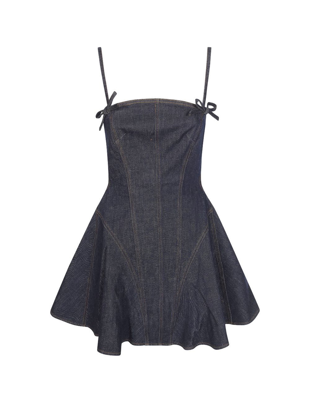 Abito denim con gonna svasata in blu Self-portrait - donna 