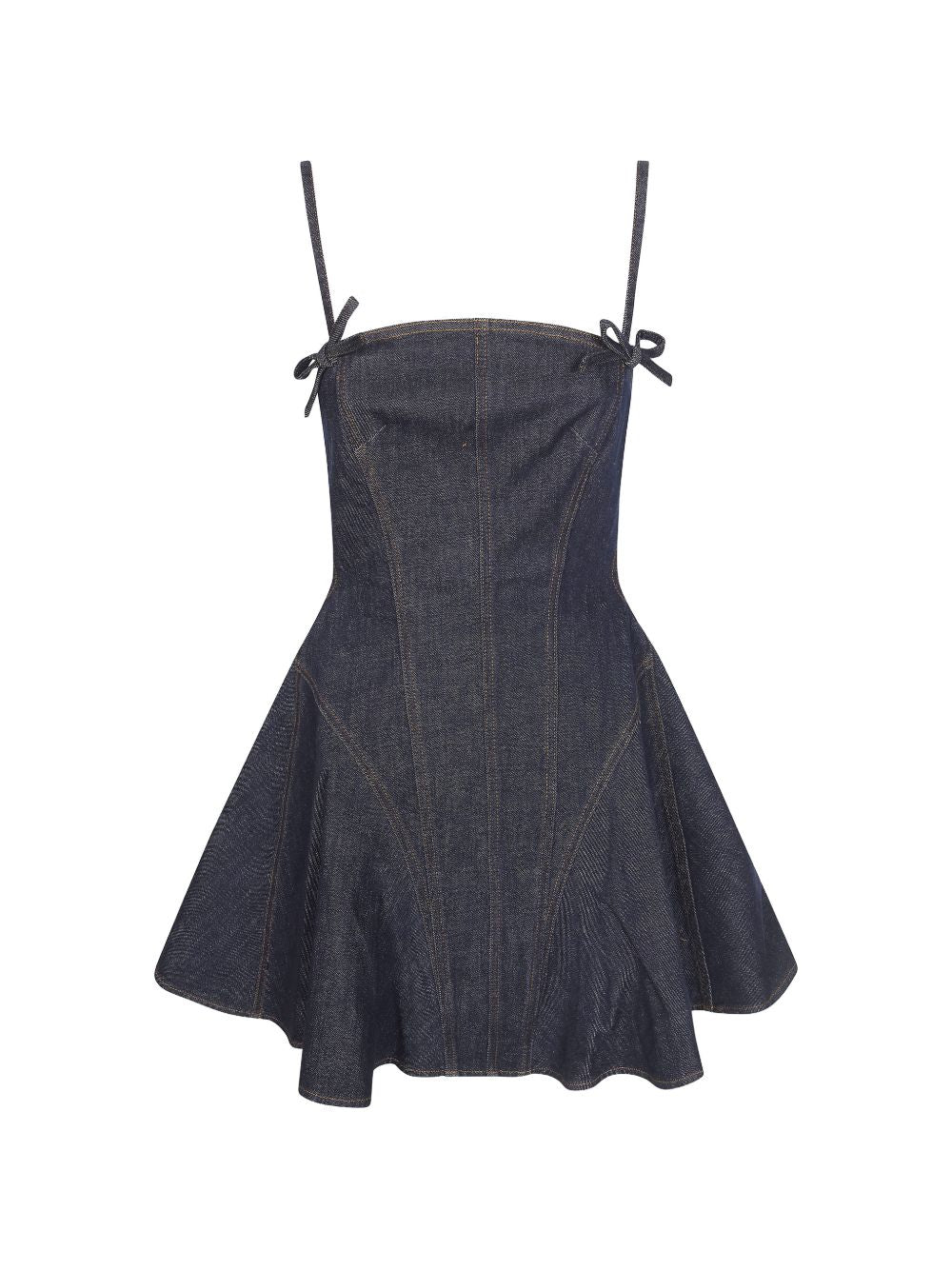 Abito denim con gonna svasata in blu Self-portrait - donna 