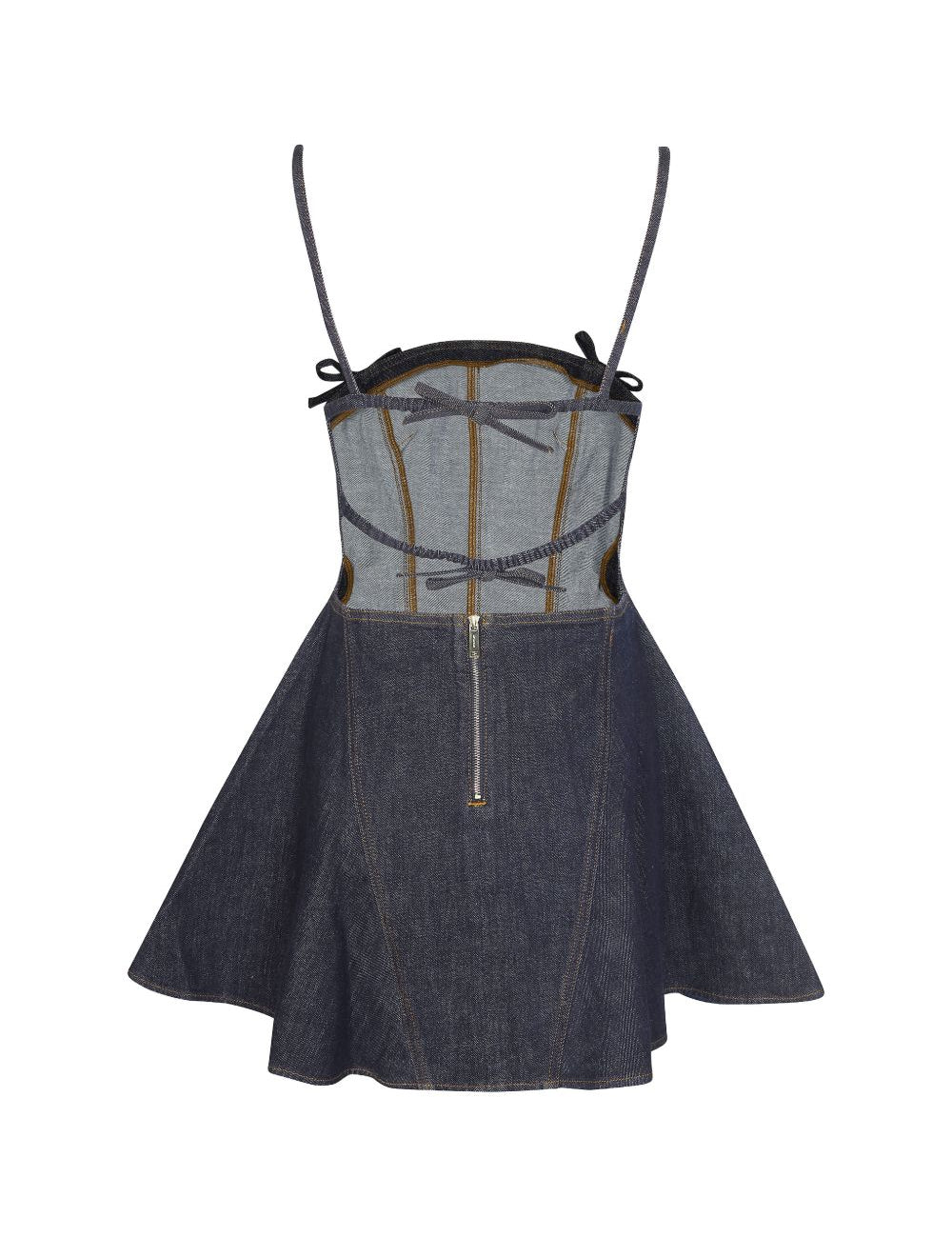 Abito denim con gonna svasata in blu Self-portrait - donna 