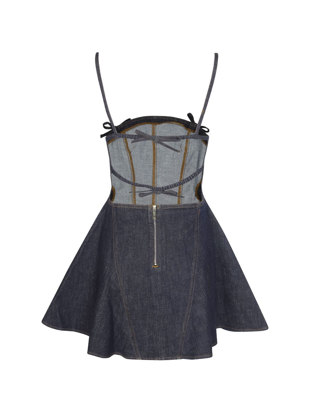 Abito denim con gonna svasata in blu Self-portrait - donna 