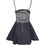 Abito denim con gonna svasata in blu Self-portrait - donna 