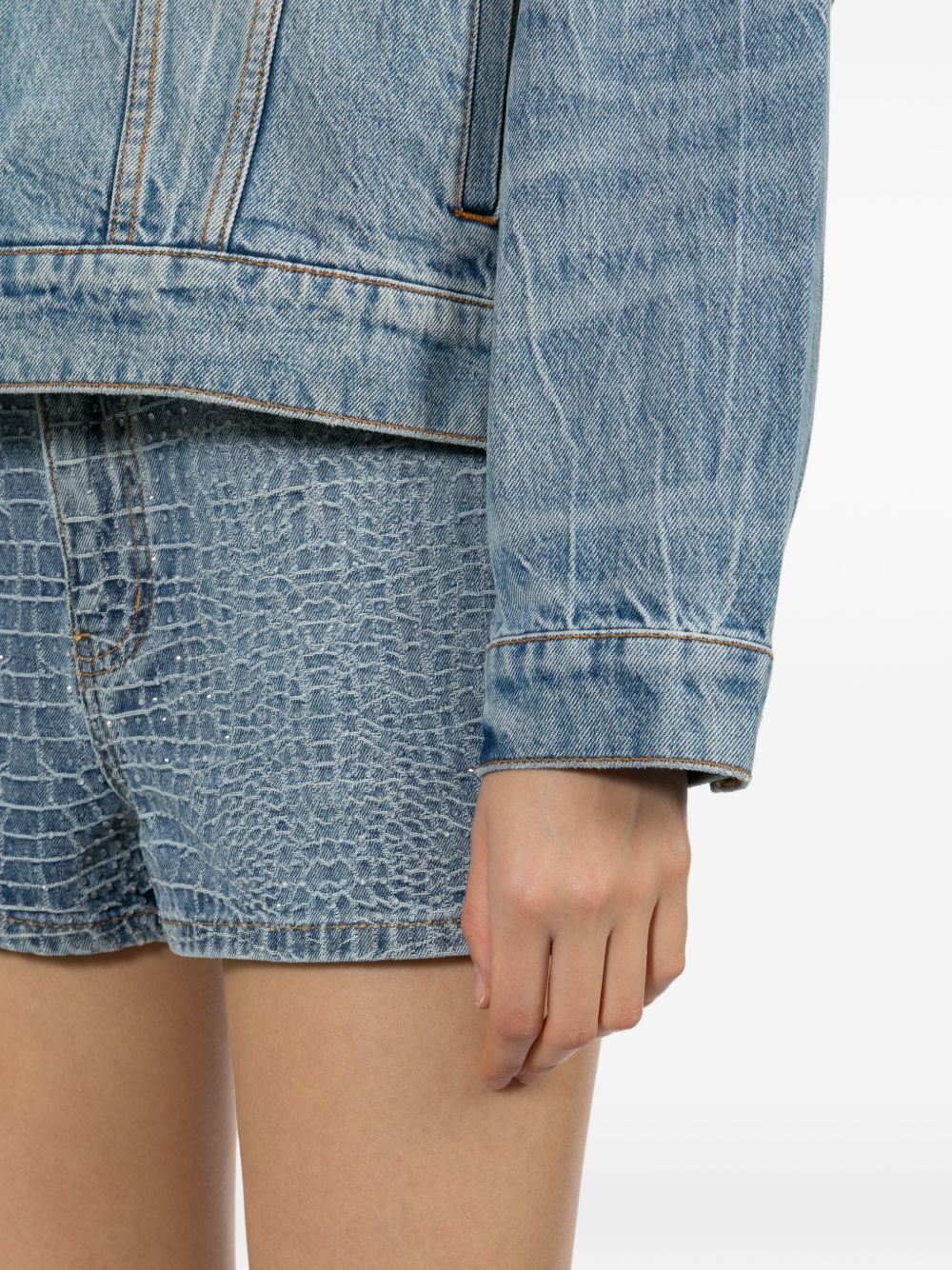 Shorts denim con strass in blu Self-portrait - donna 