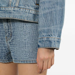 Shorts denim con strass in blu Self-portrait - donna 