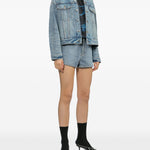 Shorts denim con strass in blu Self-portrait - donna 