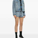 Shorts denim con strass in blu Self-portrait - donna 