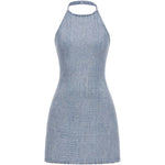 Abito effetto pelle coccodrillo in blu Self-portrait - donna 