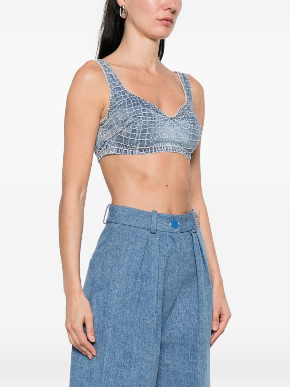 Top in jeans in blu Self-portrait - donna 