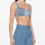 Top in jeans in blu Self-portrait - donna 